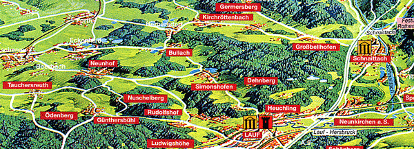 Streckenplan Marathonmit Start & Ziel bei Schnaittach